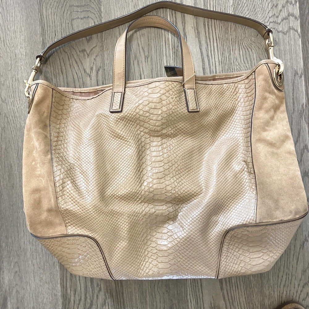 Coach F30963 Hadley Exotic Python Tan Leather Bag Tan Euc